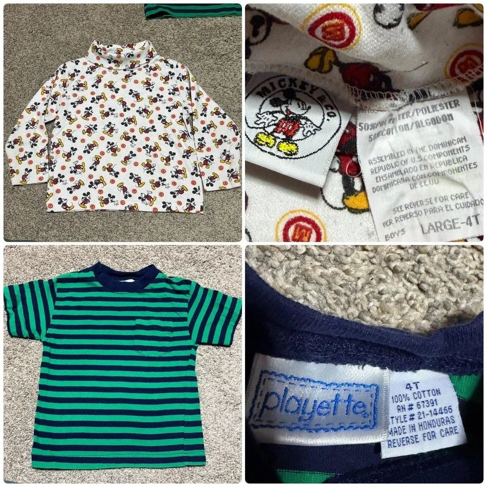 Vintage 90s Boys 4T Clothing Lot Mickey Mouse Garanimals Healthtex 9 Pc